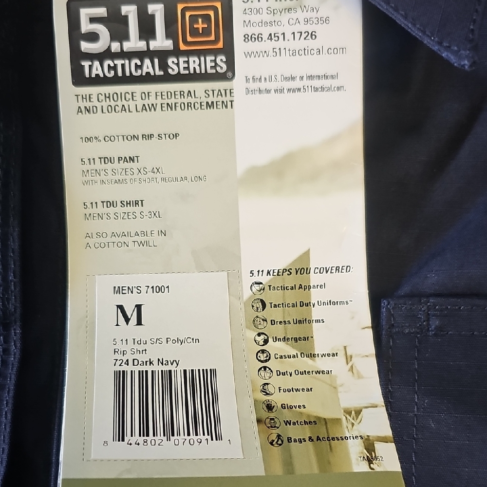 5.11 Tactical Men's SS Poly,/Cotton in Dark Navy